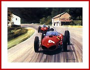singierter Kunstdruck Phil Hill und Wolfgang von Trips Ferrari Spa 1961