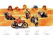 POSTER 500cc Motor cycle Champions 1  signed 5 times by drivers