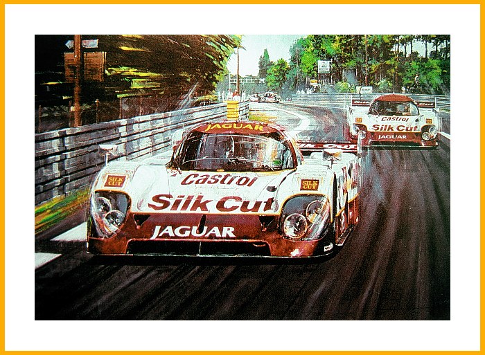 6fach signiertes Poster Le Mans Sieg 1990 Jaguar Gruppe C XJR 12 