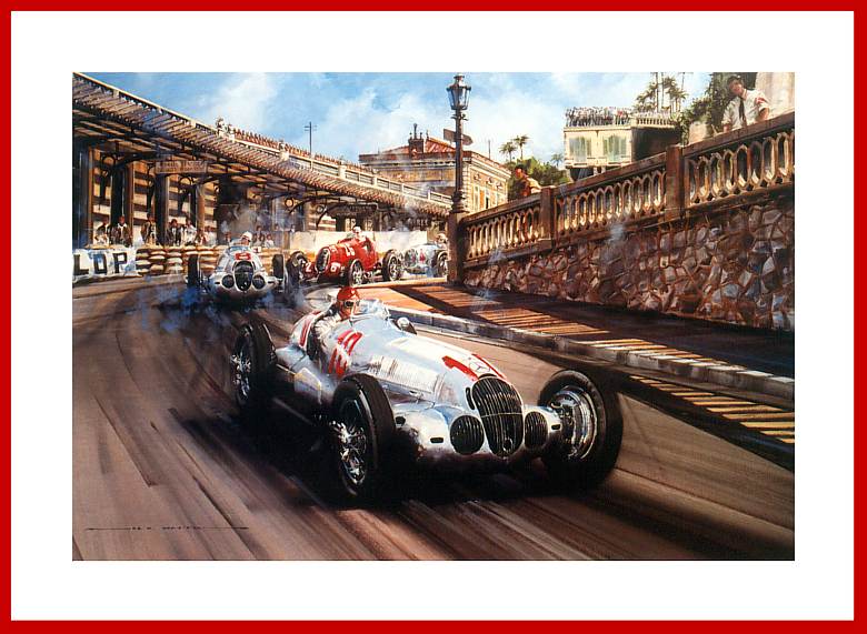 Poster Race of the Titans Art print Monte Carlo Grand Prix 1937 Autograph Manfred von Brauchitsch