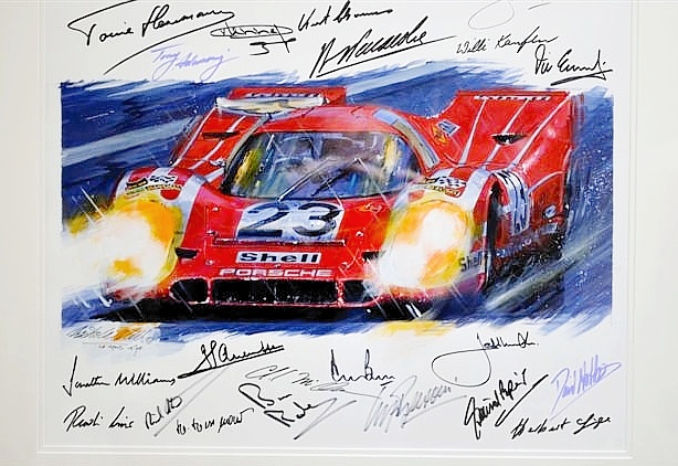 Motorsport Poster mit über 26 Signaturen vorhanden