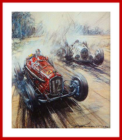 Poster Bild von Zazio Nuvolari Nuerbrugring 1935 Alfa Monza Art print photo