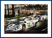 Poster Bild Le Mans Sieg 1971 Porsche 917 Martini mit Augorammen