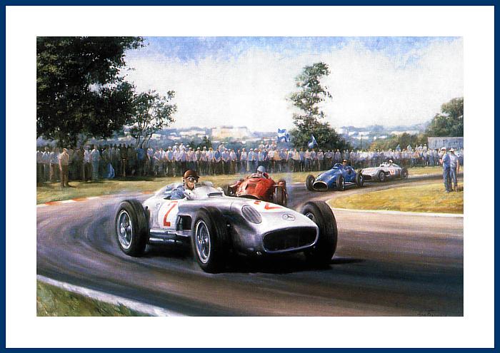 Fangio Poster Mercedes Silberpfeil W196 F1 1955 Argentinien GP