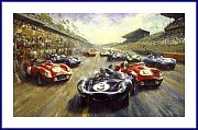 Kunst Druck Jaguar D-Type Start Le Mans 1957