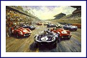 Jaguar D Type Start POSTER Le Mans 1957