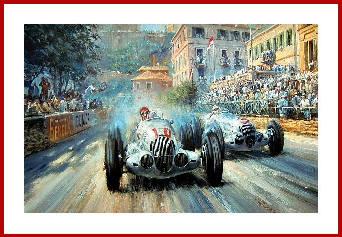 Poster Silver Arrow Monaco 1937 Caracciola Brauchitsch Duell