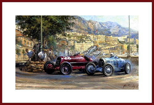 Poster Nuvolari Varzi Monaco 1933 Bugatti T35 Alfa Monza