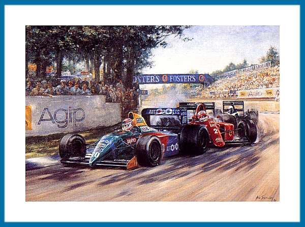 Poter Nelson Piquet Benetton Ford Formel 1 Sieg 1990 Australien mit Autogramm Karte