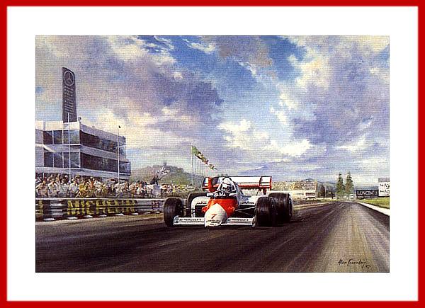 Poster Bild Alain Prost Nuerburgring Formel 1 1984 McLaren TAG Turbo mit Autogramm