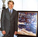 Poster Übergabe an Mika Hakkinen - Autogramm Stunde