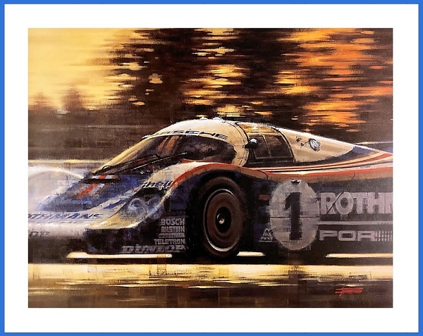 Porsche 956 1982 Le Mans Sieg Poster signiert Ick Bell