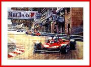 Jody Scheckter Rennfahrer Kunst Druck Poster Ferrari Formel 1 Monaco 1979