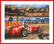 Stirling Moss Maserati 250 F1 Monaco 1956 Kunstdruck mit Autogramm