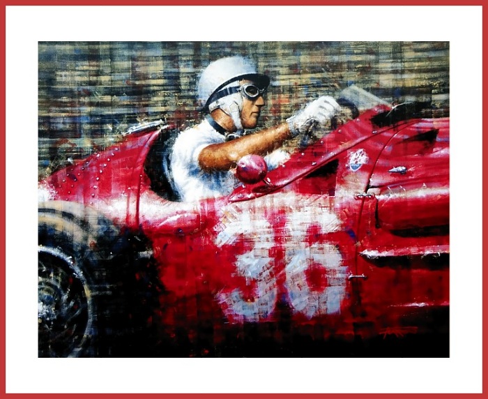 Poster Stirling Moss signiert Maserati 250 F 1956