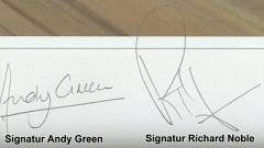 Autogramm Karte Andy Green und Richard NoblePoster Thrust SSC