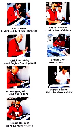 Poster signed 7x Audi Le Mans race drivers 24 hours victory 2014 