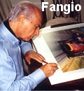 j M Fangio 1957 Maserati Poster with Autograph