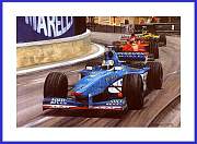 Giancarlo Fisichella Autogramm Kunst Druck Benetton F1 Monaco 1998