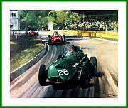 Monza 1958 Vanwall Autogramm Tony Brooks am Kunst Druck Poster