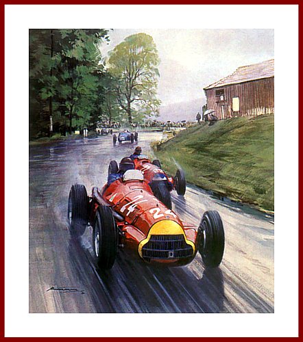 Poster Sammlerstück 1951 Bremgarten F1  Grand Prix Schweiz Fangio Alfa Romeo Bild Foto Druck