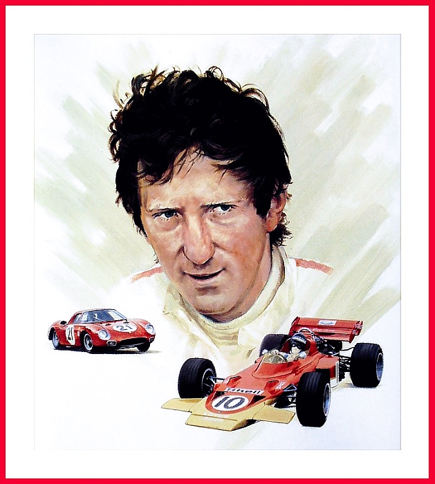 Portrait Porster Jochen Rindt Ferrari 250 LM Lotus 72