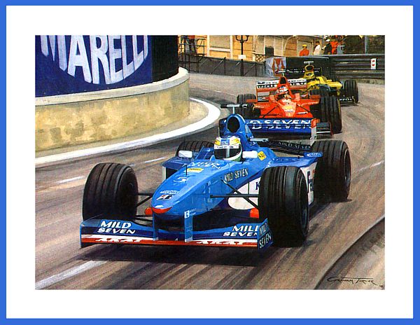 Poster Bild Giancarlo Fisichella Monaco 1998 Formel 1 Benetton Autogramm Karte
