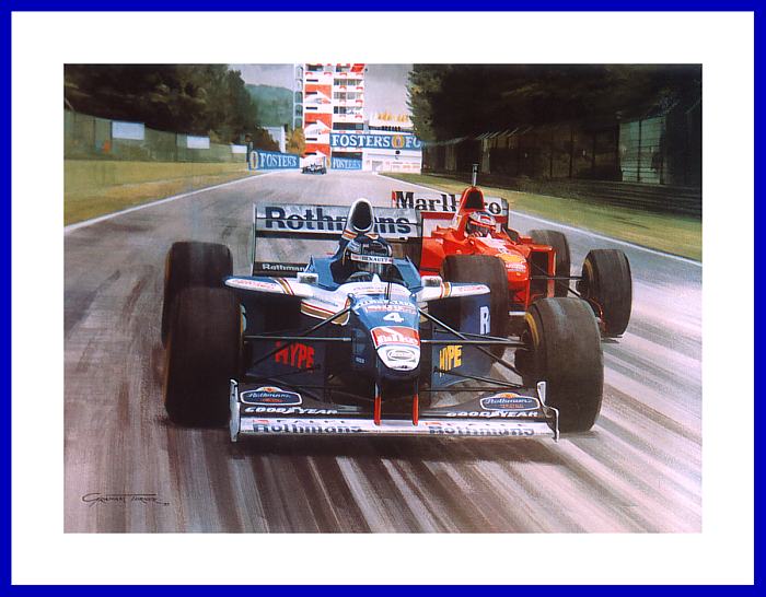 Poster Bild Heinz Harald Frentzen erster Formel 1 Sieg Imola 1997 Williams Renault mit Autogramm