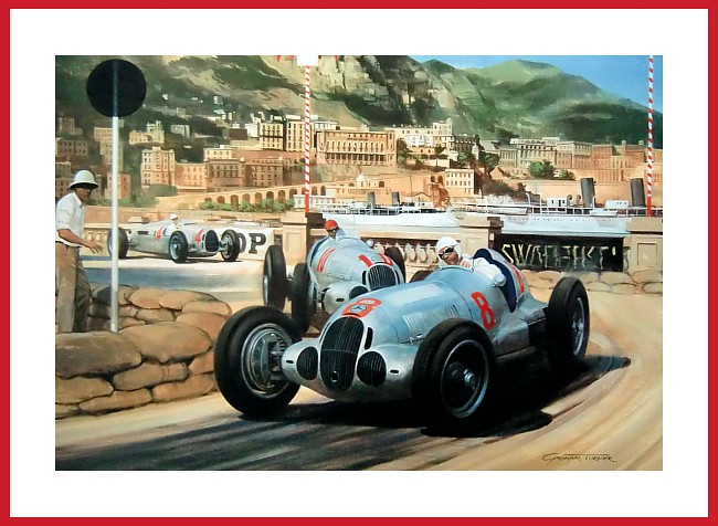 POSTER Monaco 1937 Silberpfeile Sieg W125 Mercedes