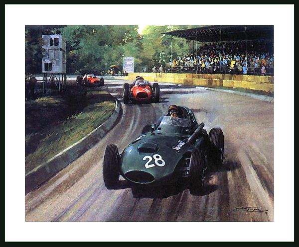 Sammler Poster Kunstdruck  Monza 1958 Formel 1 Sieg Vanwall Brooks Autogramm Signatur