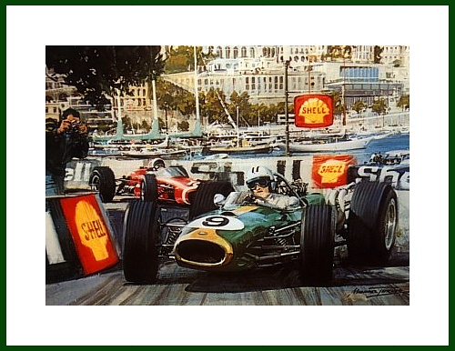 Monaco Dennis Hulme 1967 Poster Brabham Repco F1