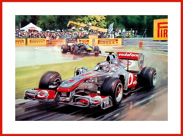 Poster Bild Jenson Button McLaren Sieg Kanada 2011 vor Sebastian Vettel