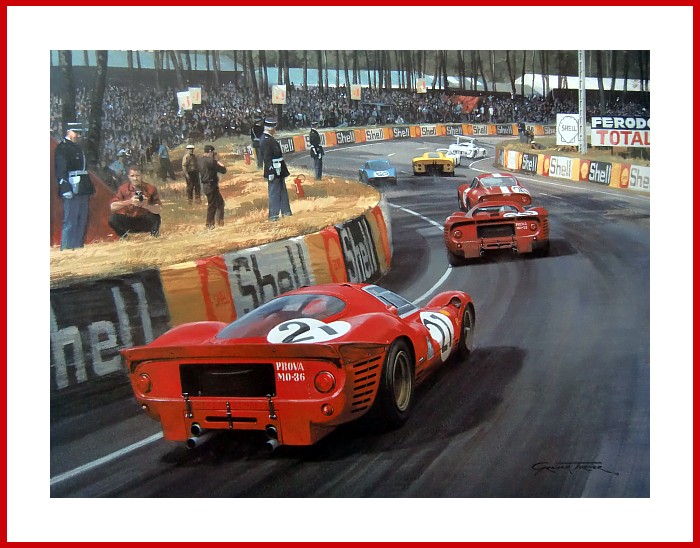 POSTER art print Ferrari P4 Le Mans 24h 1967 back side