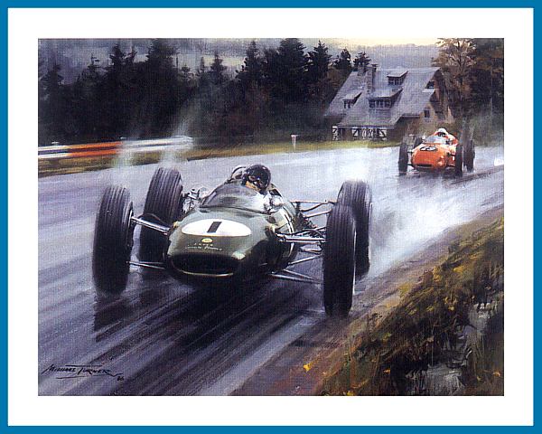Poster Formel 1 Lotus Clark Spa 1963 Regen Bild Druck Foto