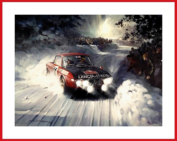 Poster Sandro  Munari Sieg Lancia Fulvia Monte Carlo Rallye 1972