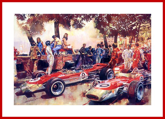 Poster Lotus 49 Monaco Formel 1 Team 1968 69 o Atuogramm