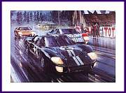 Ford GT40 1966 Le Mans Formation Finish Kunstdruck Autogramm Shelby Amon