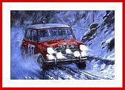 Kunstdruck Poster Monte Carlo Rally 1964 signiert Hopkirk John Cooler