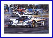 Poster Bild Porsche 956 Sieg Le Mans 1982 mit 6 Autogrammen