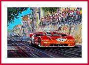 Alfa T33 Kunst Druck Targa Florio 1971 mit Autogrammen