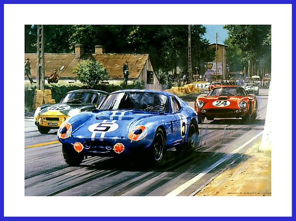 Poster Bild AC Shelby Cobra Daytona Coupe Le Mans 1964 Siem mit Autogramm Carrol