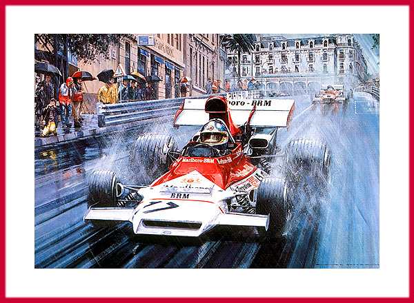 Poster Druck Bild BRM Formel 1  Sieg JJean Pierr Beltoise Monaco 1972 mit Autogramm