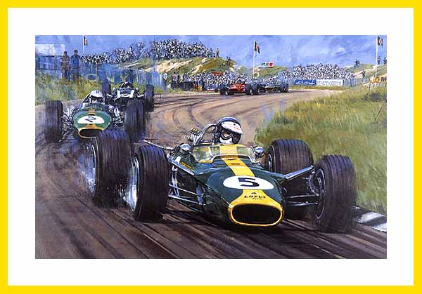 Poster Jim Clark Lotus 49 Cosworth Zandfoort 1967 mit 2 Autogrammen