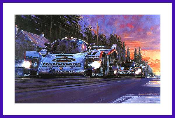 Poster Porsche 962  Mulsanne Express Le Mans 1987 Kunst Druck Bild 