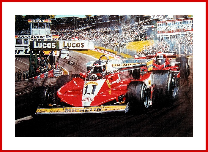 Poster Bilddruck Carlos Reutemann Sieg Formle 1 Ferrari 312 T3 1978 mit Autogramm