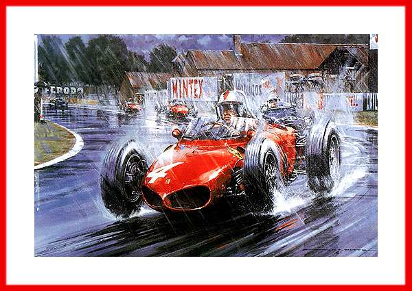 Kunstdruck Gemälde als Poster Wolfgang von Trips letzter F1 Sieg Aintree Ferrari Dino 156