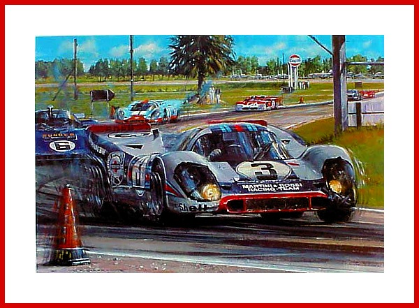 Poster 12 h Sebring Sieg 1971 Porsche 917K Martini Elford