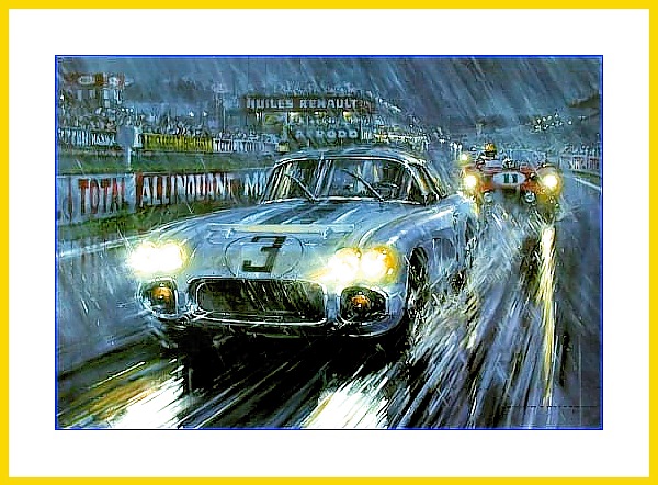 Corvette C1  late 24 h Le Mans Poster 1960 John Fitch