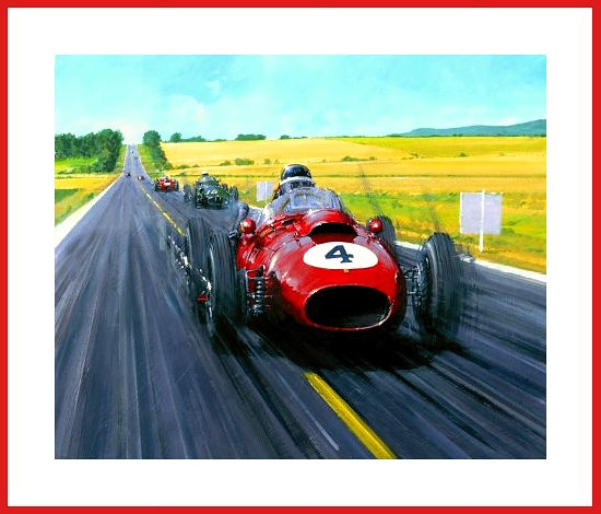 Poster Formel 1 Ferrari Dino 246 mit Mike Hawthorn 1958