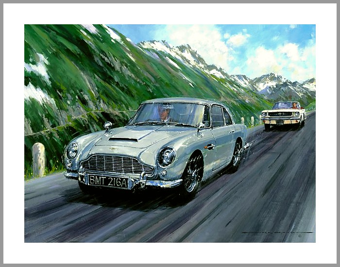 POSTER James Bond Goldfinger Aston Martin DB5 und Mustang